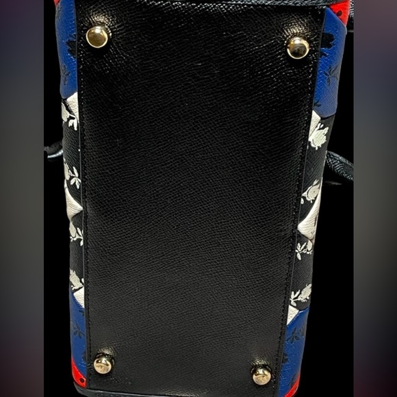 Coach Swagger Floral Patchwork Satchel in Red, Blue, and Black - Picture 9 of 12